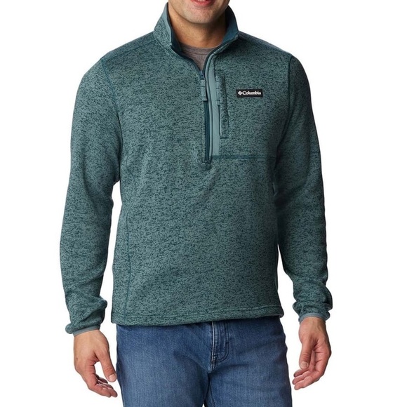 2/60$ Men’s‎ COLUMBIA Sweater Weather 1/2-Zip heather green Jacket size XL - Picture 1 of 15